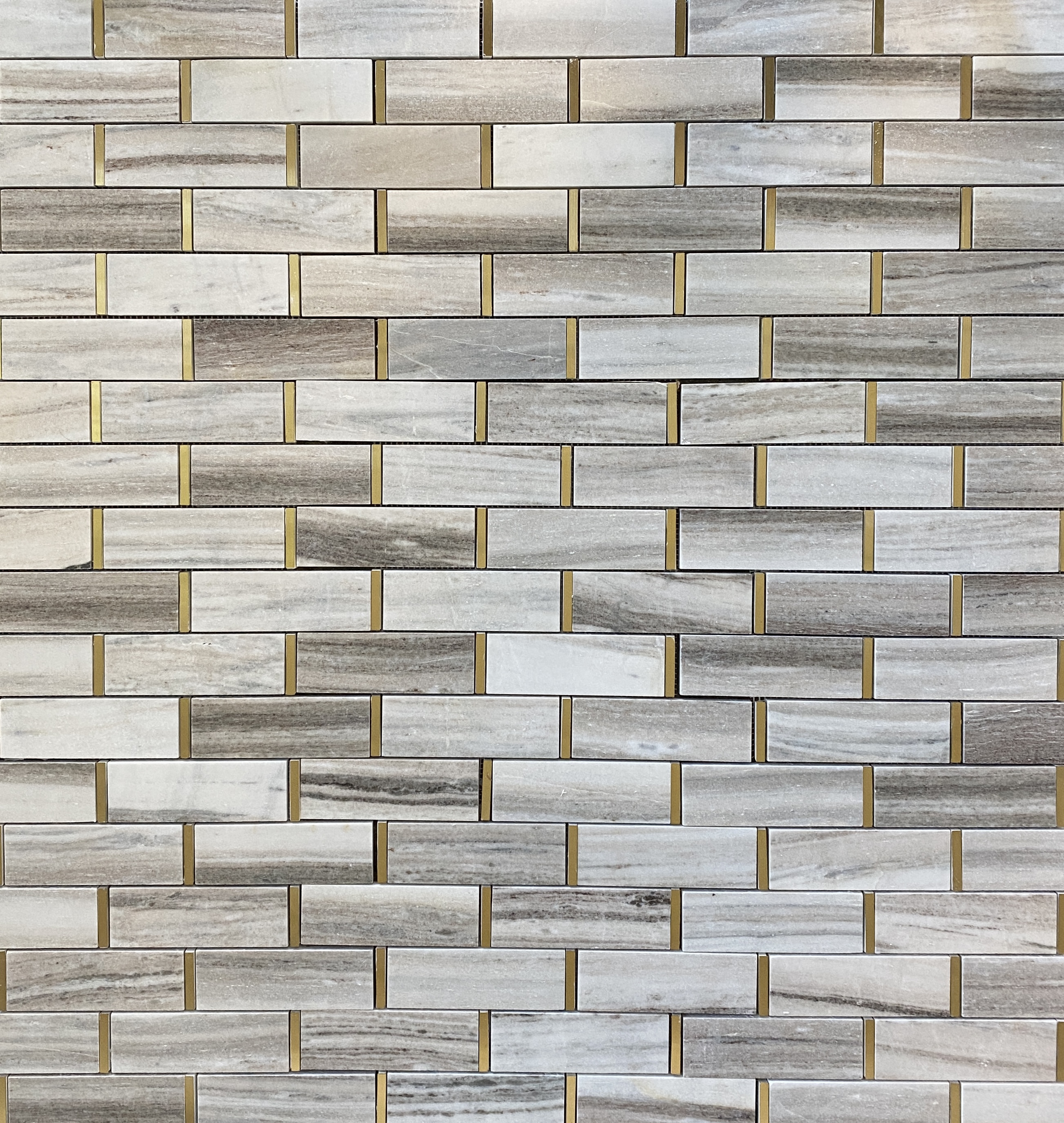 PALISSANDRO MARBLE MOSAIC POLISHED GLAM BRICK WITH BRASS